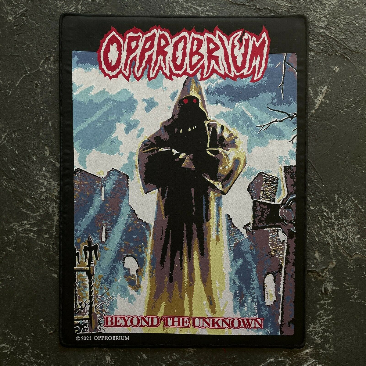 Opprobrium - 'Beyond The Unknown' Official Woven Backpatch (BLACK