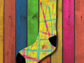 'Neon Plaid Zap' unisex crew socks photo 