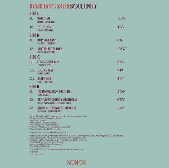 レコード Byard Lancaster Soul Unity レアグルーヴ SOUL UNITY | Byard Lancaster | Komos records