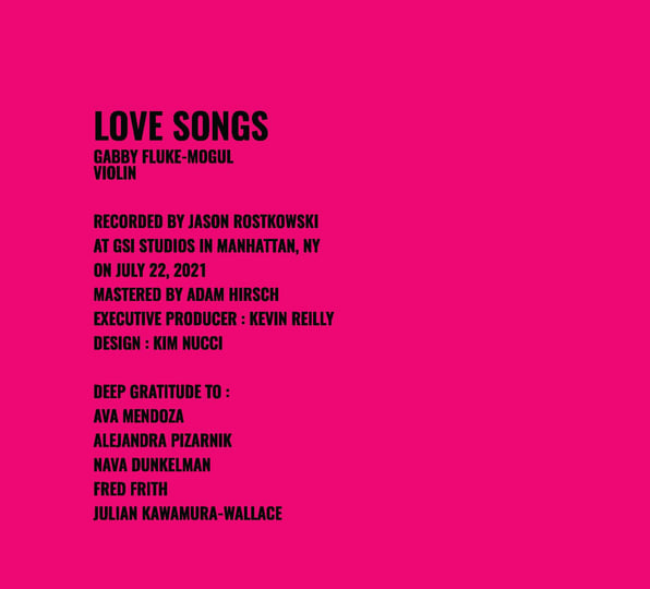 LOVE SONGS | gabby fluke-mogul | Relative Pitch Records