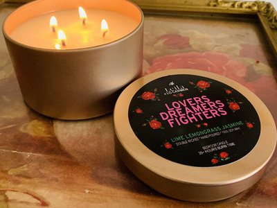 'Lovers Dreamers Fighters' Soy Wax Candle - Lime, Lemongrass & Jasmine main photo
