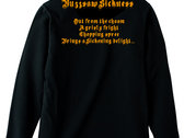 "Buzzsaw Sickness" Jacket Design Black Long Sleeve T shirt. photo 