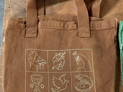 ginger bull denim tote bag with symbols main photo