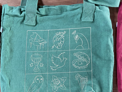 green bull denim tote bag with symbols main photo