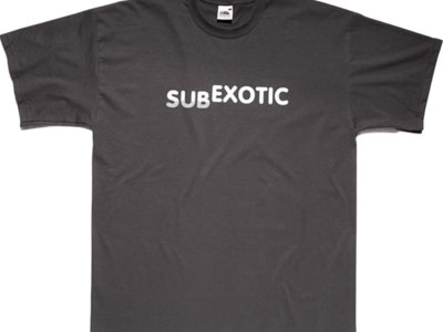 Charcoal grey T-shirt featuring Subexotic logo in white and grey. main photo