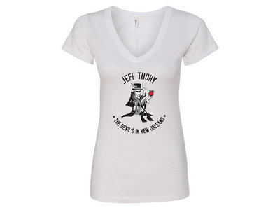 Women's "The Devil's In New Orleans" V-Neck T-Shirt (White) main photo
