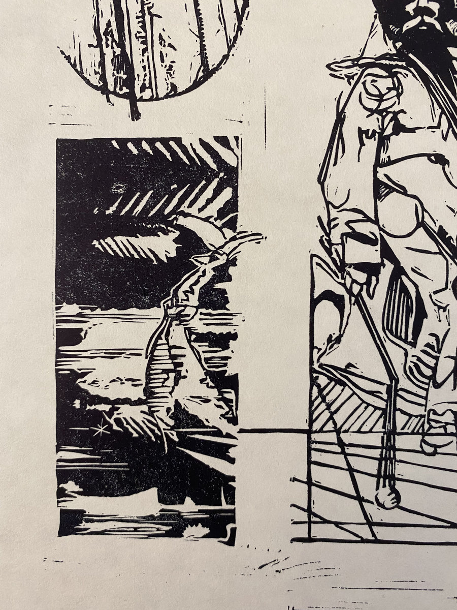 The Death of Dolgushov Linocut Print | Humour