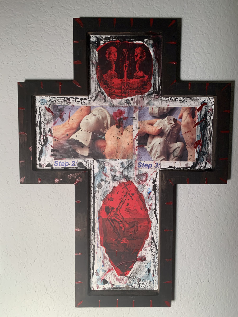 Curse Mackey Original cross-shaped art panel | Curse Mackey