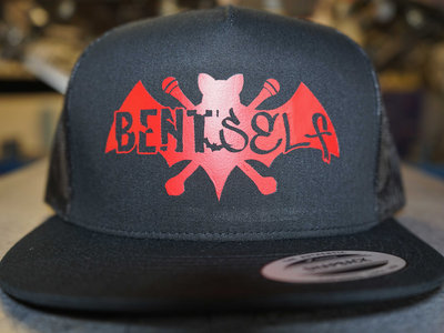 'Bat Logo Design' - (Blk/Red) - Mesh Snapback Hat main photo