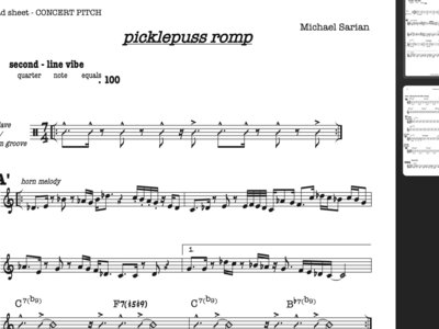 "Picklepuss Romp" Sheet Music (Concert Pitch Lead Sheet) main photo