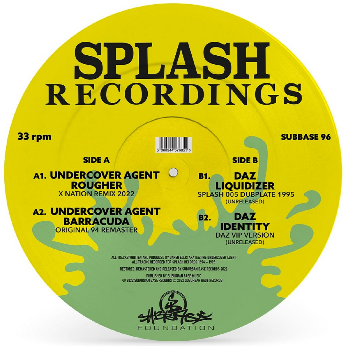 Undercover Agent / Daz Splash Recordings 4 track Picture Disc EP