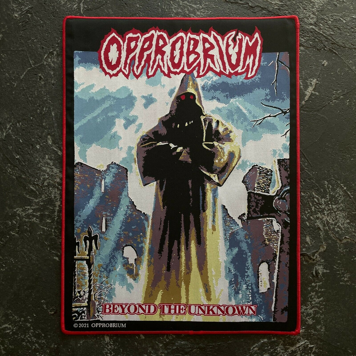 Opprobrium - 'Beyond The Unknown' Official Woven Backpatch (BLACK