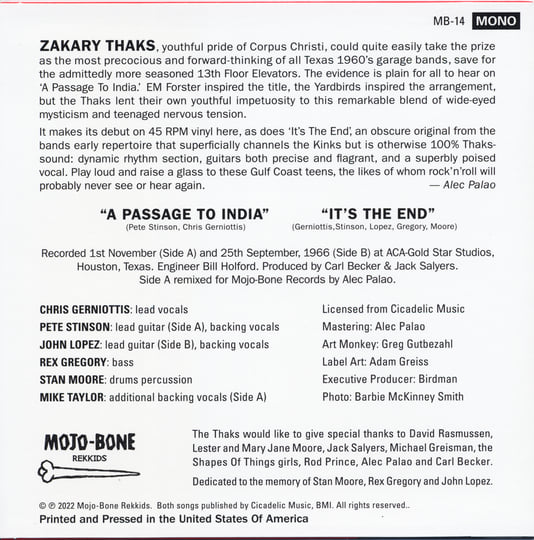 A Passage To India b/w It's The End | ZAKARY THAKS | State Records