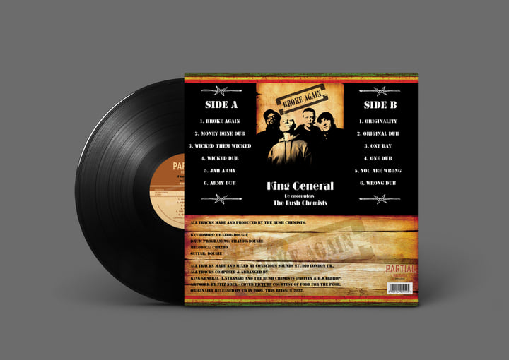 英LP King General, Bush Chemists Broke Again PRTLLP018 Partial UK /00240 Broke Again | King General / The Bush Chemists | Partial Records