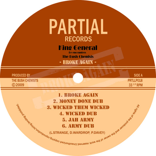英LP King General, Bush Chemists Broke Again PRTLLP018 Partial UK /00240 King General / The Bush Chemists - Broke Again - LP Vinyl