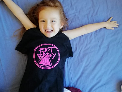 Riot Baby Flaming Bottle t-shirt - pink on black main photo