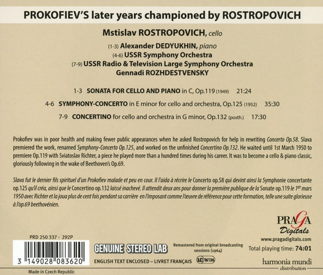 Sergei Prokofiev: Cello Sonata, Symphony-Concerto, Cello
