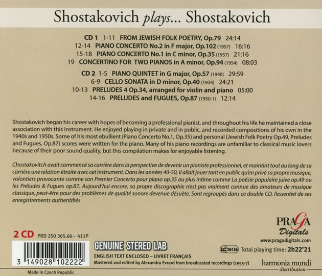 Shostakovich plays Shostakovich | Dmitri Shostakovich | Praga Digitals