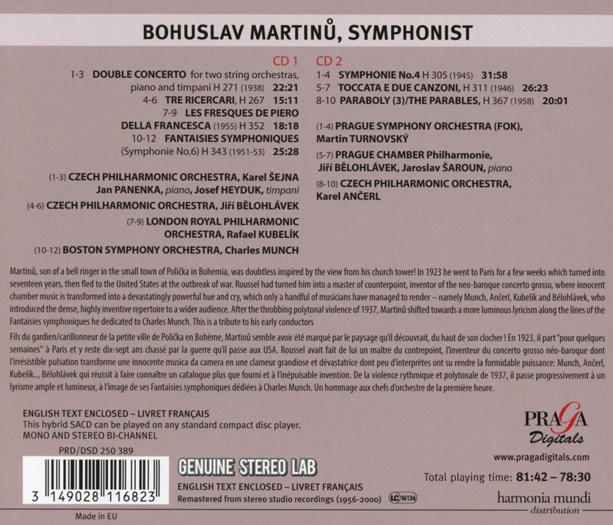 Bohuslav Martinů: The Symphonist | Charles Munch, Karel Šejna, Karel  Ančerl, Rafael Kubelík | Praga Digitals