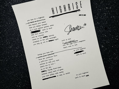 HIGHRISE *Signed* Lyrics Sheet main photo
