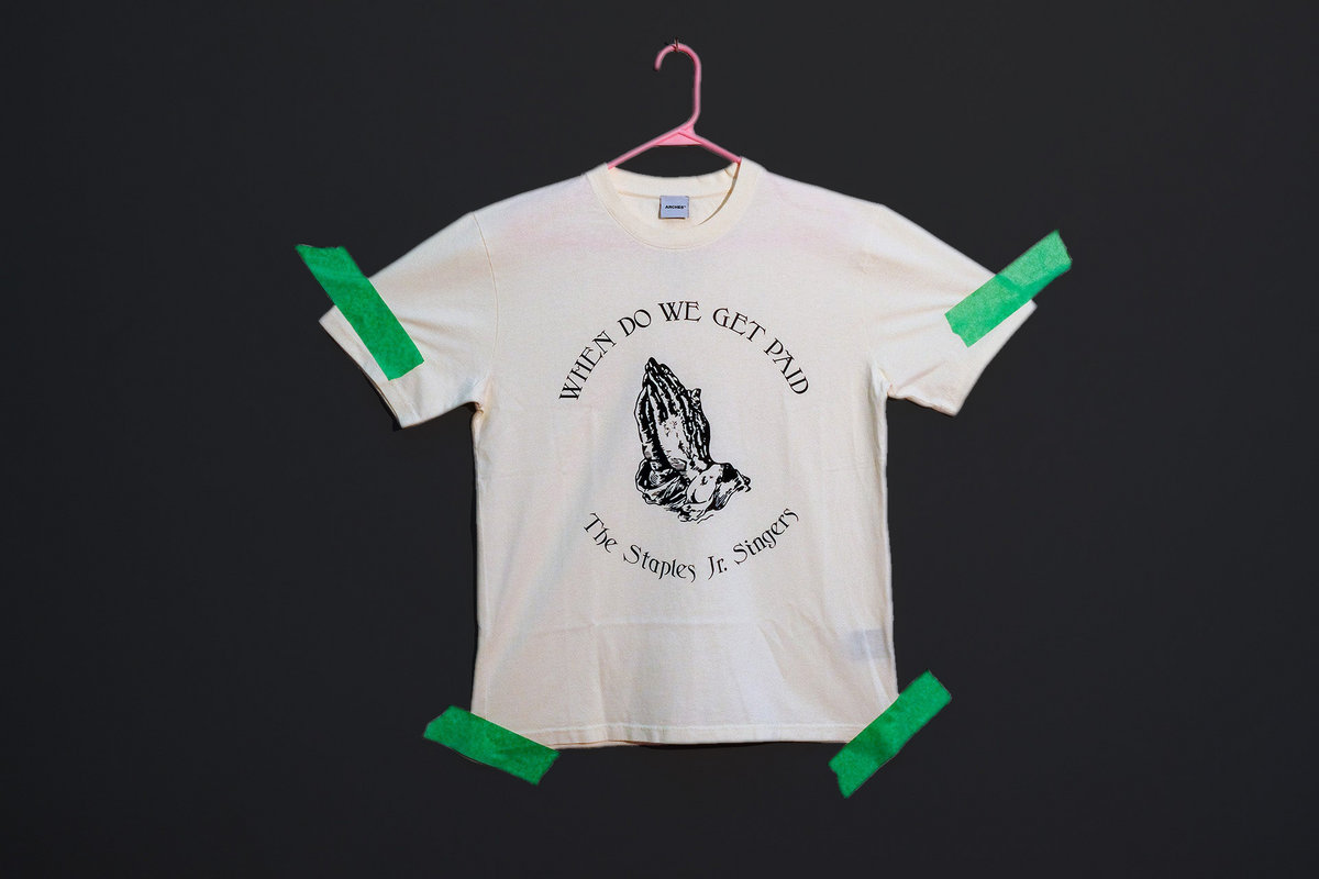 Staples Jr T Shirt When Do We Get Paid in Off White Staples Jr 