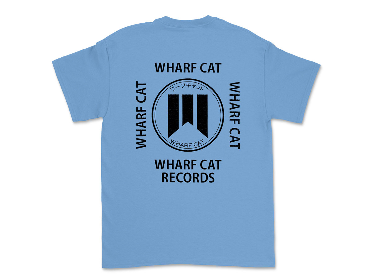 Classic Wharf Cat Records TShirt (Black on Carolina Blue) Wharf Cat