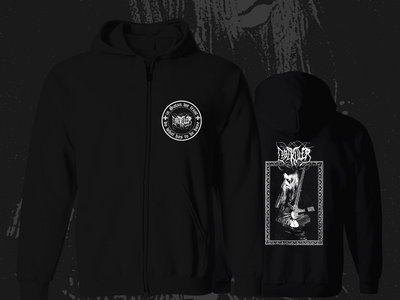 "In Satan We Trust" Hooded Zip-Front Sweatshirt *Print On Demand* main photo