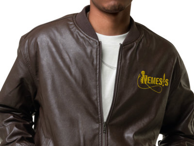 NEMESIS Logo Faux Leather Bomber Jacket main photo