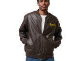 NEMESIS Logo Faux Leather Bomber Jacket photo 