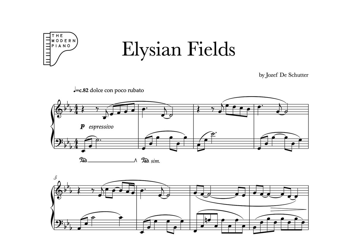 Elysian Fields Piano sheet (PDF) Jozef De Schutter