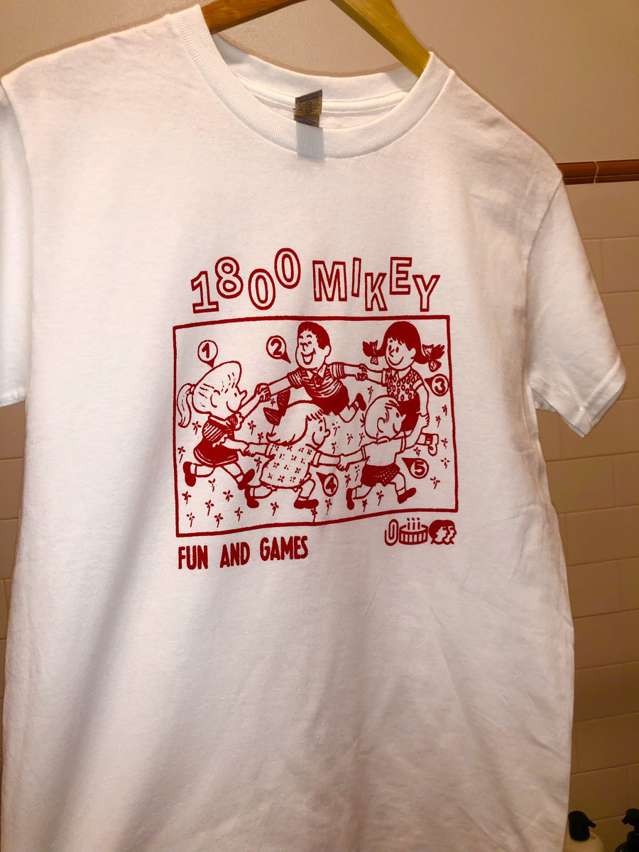 WHITE FUN T-SHIRT (RED INK) | 1-800-MIKEY