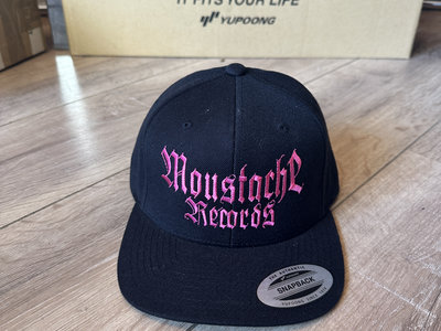 Moustache Records top quality detroit 1976 style snapback yupong baseball hardcap with high resolution embroidered original Moustache logo BLACK-GHETTO PINK main photo