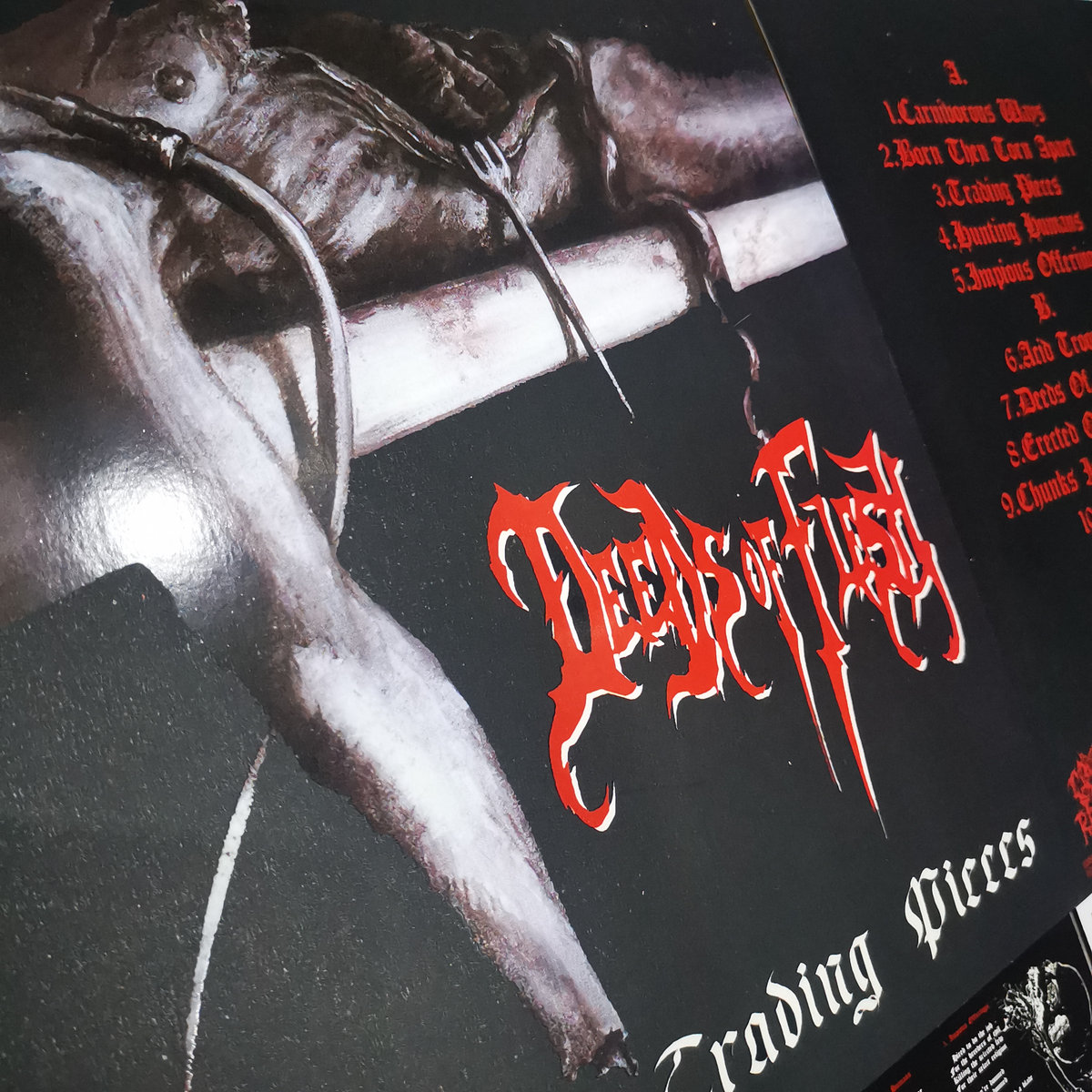 DEEDS OF FLESH – TRADING PIECES — Clear Black Splatter 12 LP -OUT