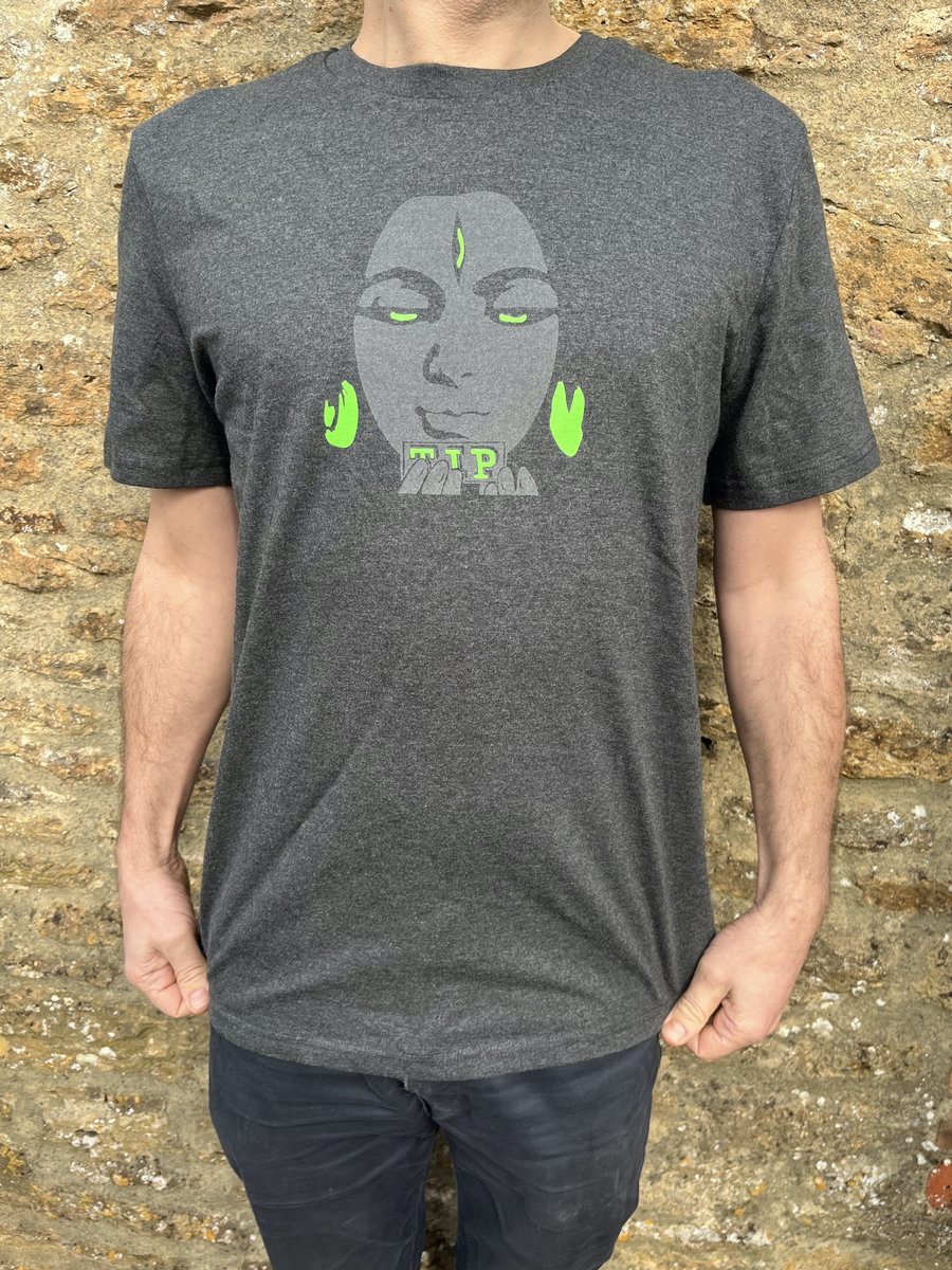 Shiva Face / TIP Records Circuit Board tee (Green) Heather Grey t 