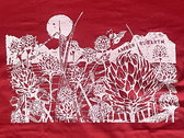 'Cover Crop' red t-shirt - 100% recycled, hand-drawn, hand-printed photo 