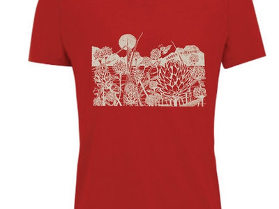 'Cover Crop' red t-shirt - 100% recycled, hand-drawn, hand-printed main photo