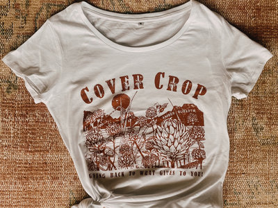 'Cover Crop' white t-shirt - 100% recycled cotton, hand-drawn, hand-printed! main photo