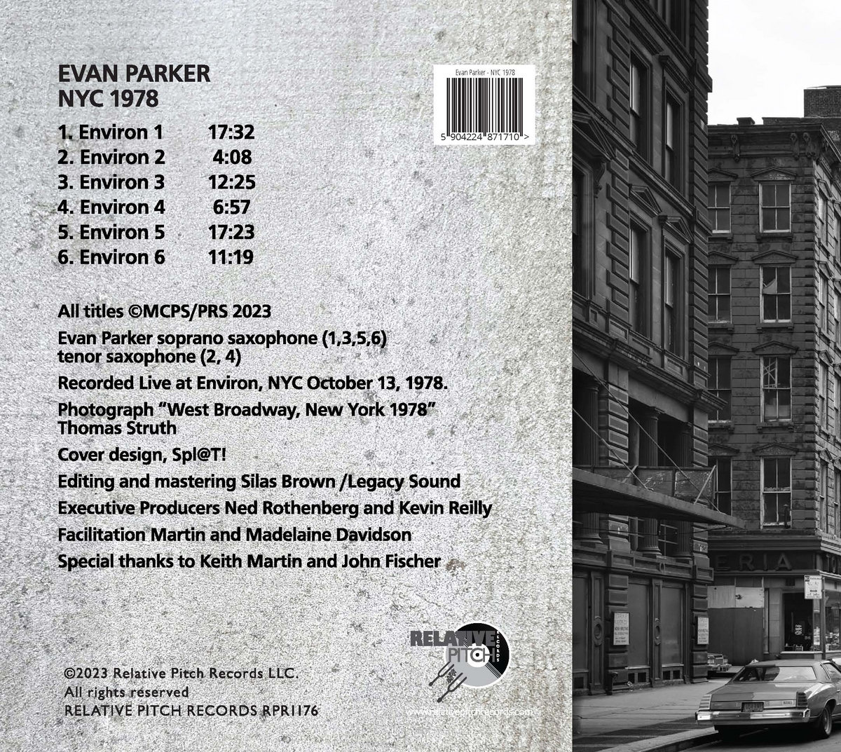 NYC 1978 | Evan Parker | Relative Pitch Records