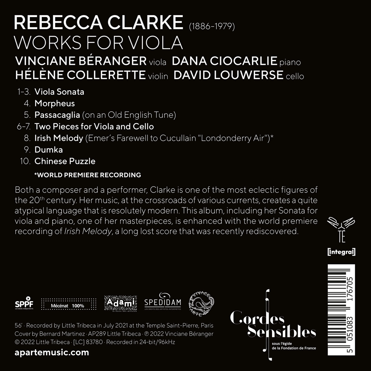 Rebecca Clarke: Works for Viola | Vinciane Beranger, Dana