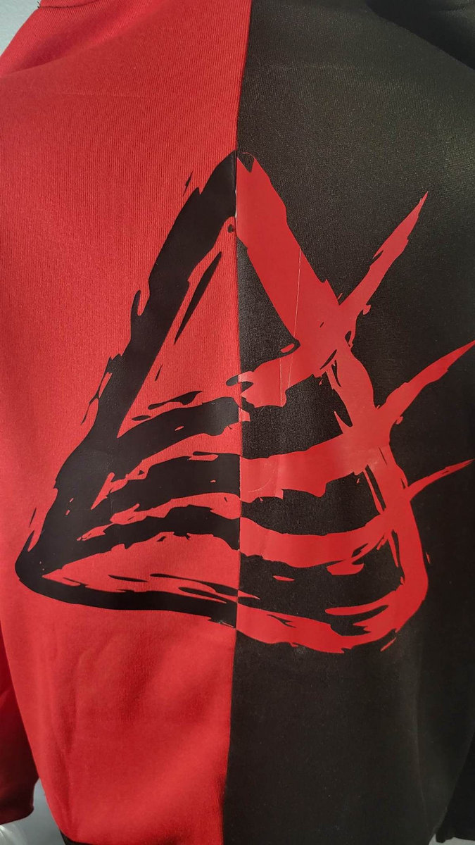 Half red hotsell half black hoodie