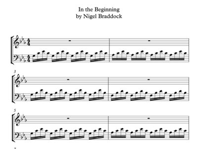 In the Beginning by Nigel Braddock Sheet Music (solo piano) main photo