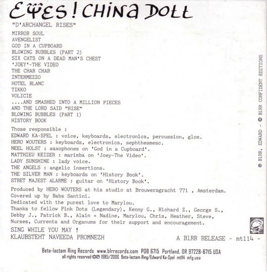 Eyes China Doll (Original Master 1985) | Edward Ka-Spel
