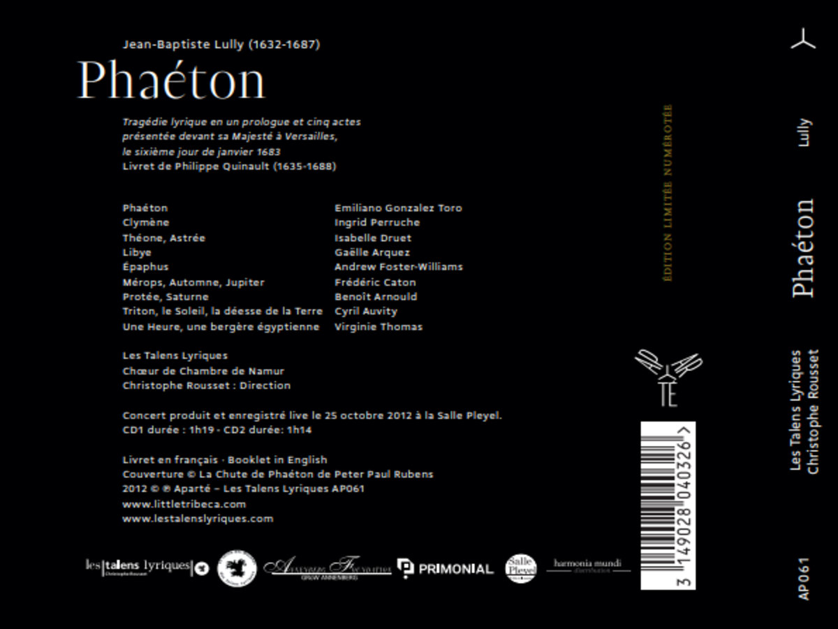Jean-Baptiste Lully : Phaéton | Christophe Rousset, Les