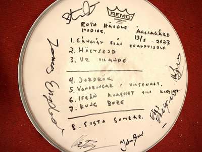 Signed drum head from Änglagårds show 13th of May Roth Händle 2023 main photo