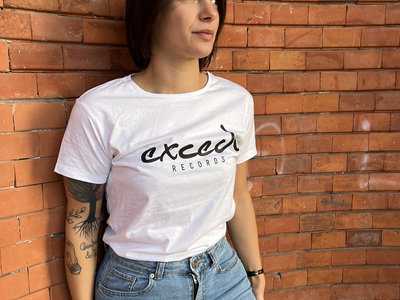Woman white t-shirt with black Excedo Records Logo main photo