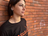 Woman black t-shirt with white Orange Records Logo photo 