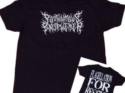Posthumous Blasphemer "Flagellation For Rescue" brutal T-Shirt White Logo/Slogan main photo