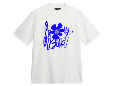 "Snowy Band" T-Shirt : blue-on-white main photo