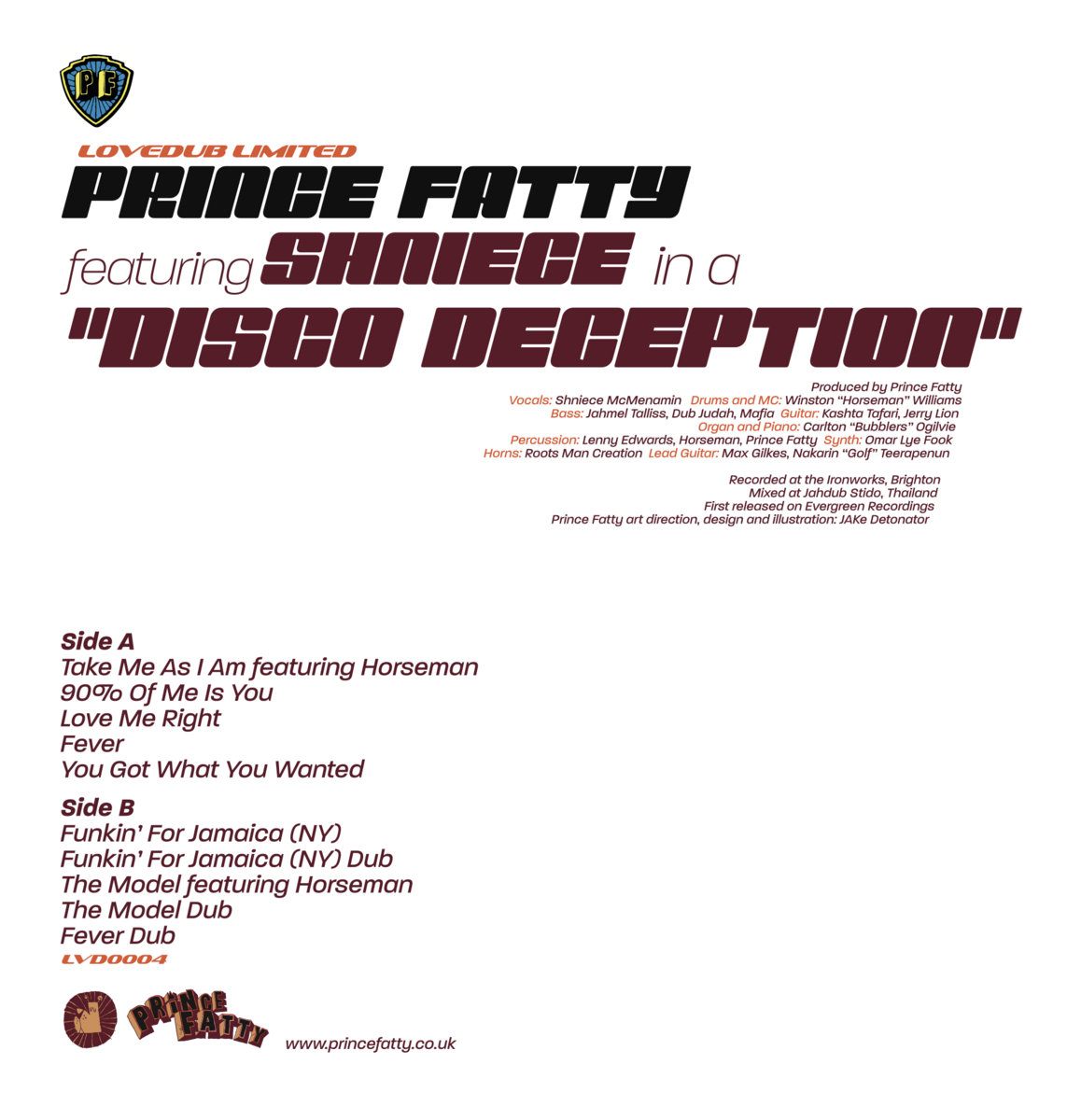 LP PRINCE FATTY, SHNIEC Disco Deception LVD0004 Lovedub Limi