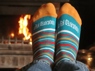 Swingrowers 'Educated Feet' Socks & Christmas Card Bundle. main photo
